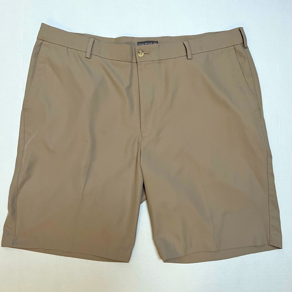 Peter Millar Performance Shorts, Khaki, Size 38